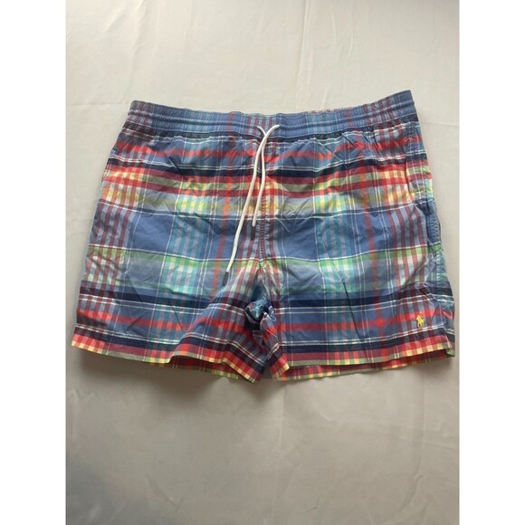 Polo Ralph Lauren Swim Trunks Mens Size 2XL Plaid Drawstring Swimwear Shorts - Picture 1 of 7